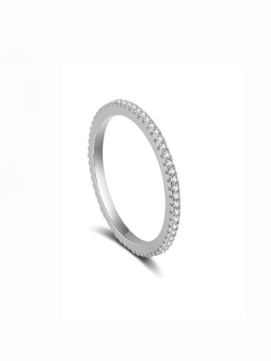 platinum 925 Sterling Silver Cubic Zirconia Geometric Minimalist Band Ring