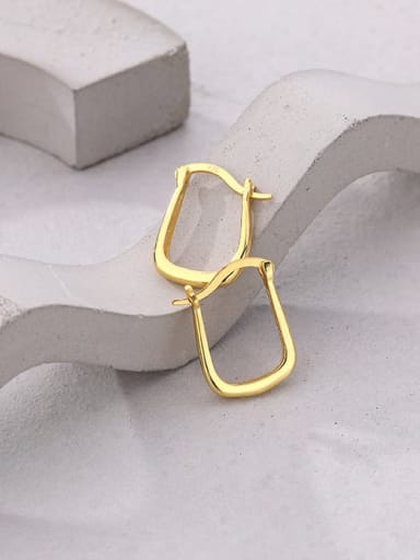 E2670 Gold 925 Sterling Silver Geometric Minimalist Huggie Earring