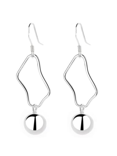 203FRA approximately 4.6g 925 Sterling Silver Asymmetrical  Geometric Minimalist Hook Earring