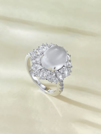 925 Sterling Silver Jade Geometric Luxury Band Ring