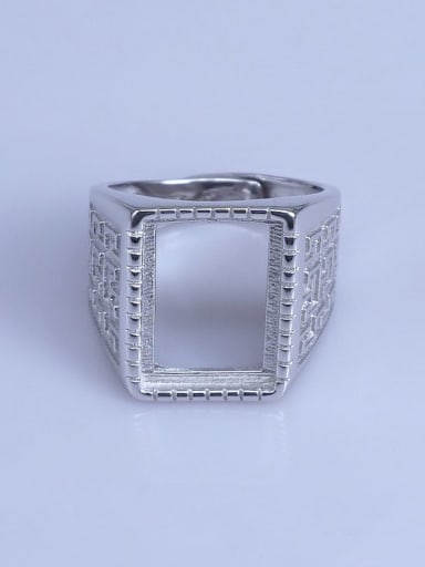 925 Sterling Silver 18K White Gold Plated Geometric Ring Setting Stone size: 12*17mm