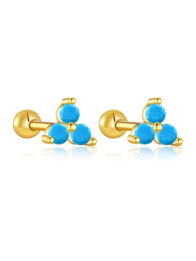 18k gold (turquoise) 925 Sterling Silver Cubic Zirconia Geometric Dainty Stud Earring