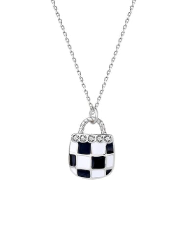 925 Sterling Silver Enamel Geometric Minimalist Necklace