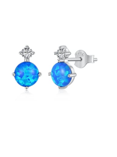 925 Sterling Silver Opal Geometric Dainty Stud Earring