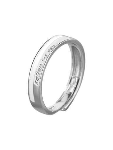 Platinum men 925 Sterling Silver Enamel Geometric Minimalist Couple Ring