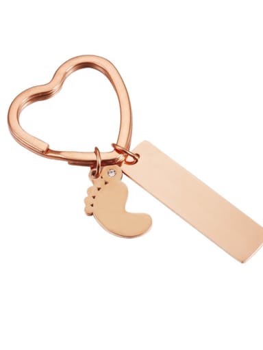 rose gold Stainless steel Heart Feet Minimalist Key Chain