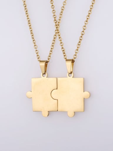 Gold set Stainless steel Geometric puzzle Minimalist Necklace