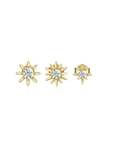 3 pieces per set in gold 925 Sterling Silver Sun Flower Minimalist Stud Earring