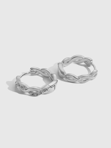 DY110227 S W WH 925 Sterling Silver Cubic Zirconia Geometric Dainty Stud Earring