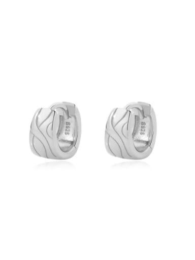 E2942 Platinum 925 Sterling Silver Geometric Minimalist Huggie Earring