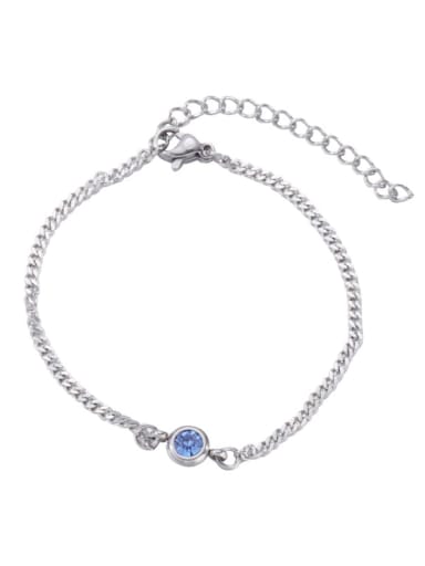 3 lake blue Stainless steel Rhinestone Round Minimalist Bracelet