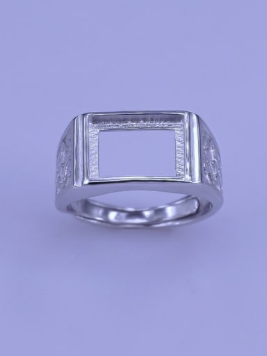 custom 925 Sterling Silver 18K White Gold Plated Geometric Ring Setting Stone size: 8*11mm