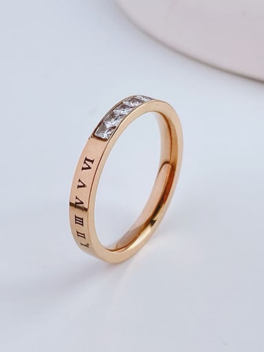 Roman diamond rose gold Titanium Steel Cubic Zirconia Geometric Minimalist Band Ring