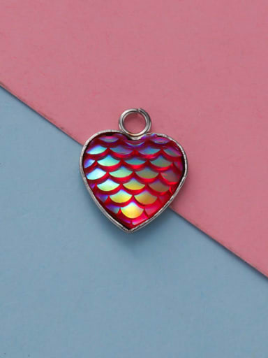 3 Stainless Steel Heart Accessories Heart Shaped Fish Scale Pendant