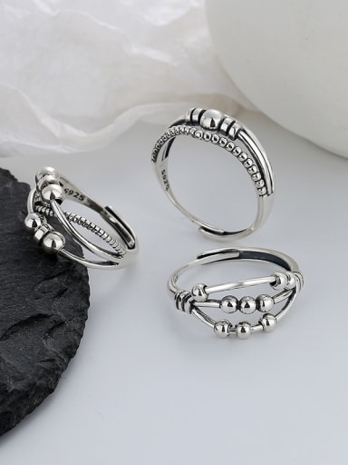 925 Sterling Silver Bead Round Vintage Stackable Ring