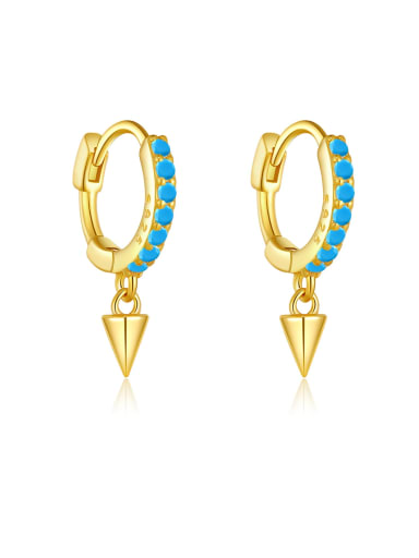 18k gold [Blue Pine] 925 Sterling Silver Cubic Zirconia Geometric Dainty Stud Earring