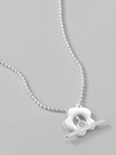 925 Sterling Silver Flower Minimalist  Bead Chain Necklace