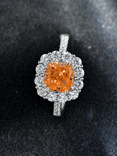 Rose Orange [R 2056] 925 Sterling Silver High Carbon Diamond Geometric Luxury Band Ring