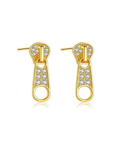 18k gold white stone 925 Sterling Silver Cubic Zirconia Geometric Trend Stud Earring