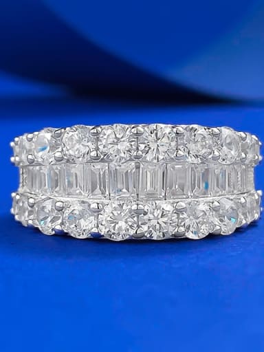 925 Sterling Silver Cubic Zirconia White Geometric Luxury Band Ring