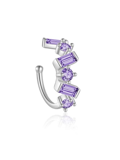 Platinum [Purple] 925 Sterling Silver Cubic Zirconia Geometric Dainty Stud Earring