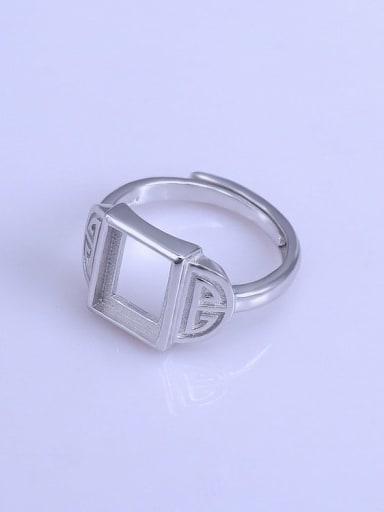 custom 925 Sterling Silver Rectangle Plated Platinum Ring Setting Stone size: 6*8 ,8*10mm