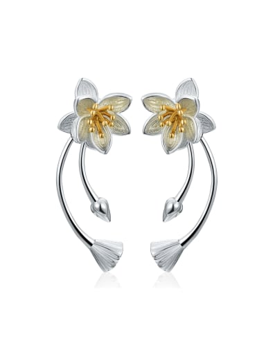 925 Sterling Silver elegant and refined lotus earrings