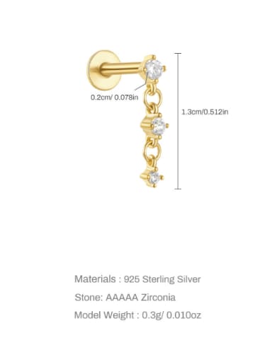 Single Golden 1 925 Sterling Silver Cubic Zirconia Geometric Trend Single Earring