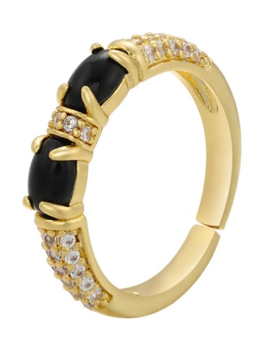 Golden black diamond Brass Rhinestone Dainty Band Ring
