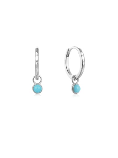 925 Sterling Silver Turquoise Geometric Minimalist Huggie Earring