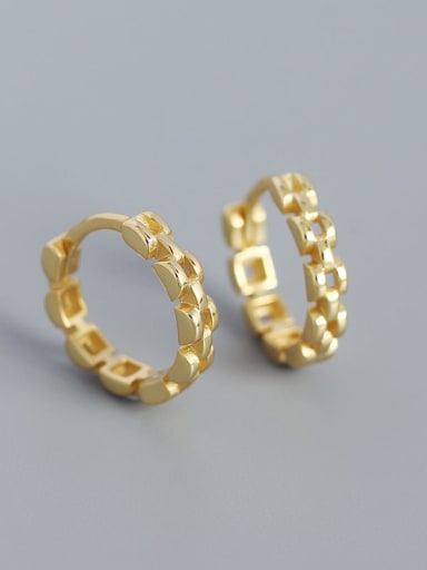 Golden color 925 Sterling Silver Cubic Zirconia Geometric Minimalist Stud Earring