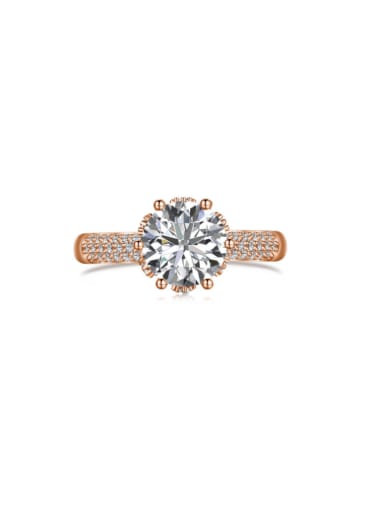 Rose gold DY120934 S R WH 925 Sterling Silver Cubic Zirconia Geometric Dainty Band Ring
