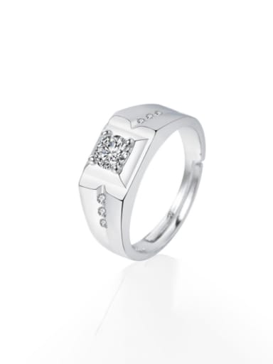 925 Sterling Silver Cubic Zirconia Geometric Minimalist Men Band Ring