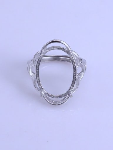 925 Sterling Silver 18K White Gold Plated Geometric Ring Setting Stone size: 15*19mm