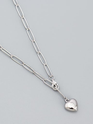 Platinum 925 Sterling Silver Heart Vintage Necklace