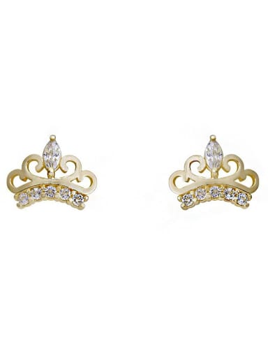 925 Sterling Silver Cubic Zirconia Crown Dainty Stud Earring