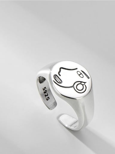 925 Sterling Silver Portrait Icon Minimalist Band Ring