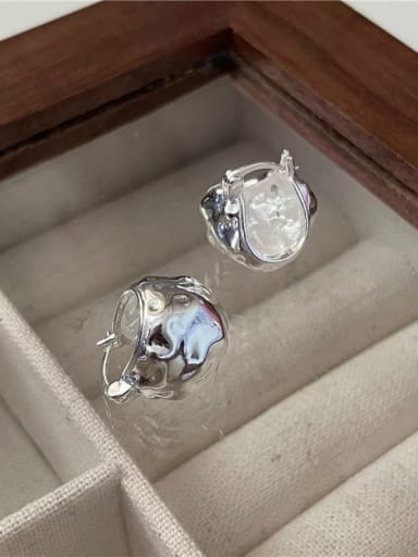 925 Sterling Silver Irregular Vintage Huggie Earring