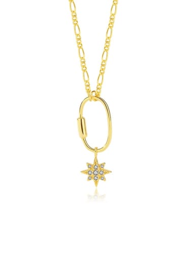 A2856 Gold 925 Sterling Silver Cubic Zirconia Star Dainty Necklace