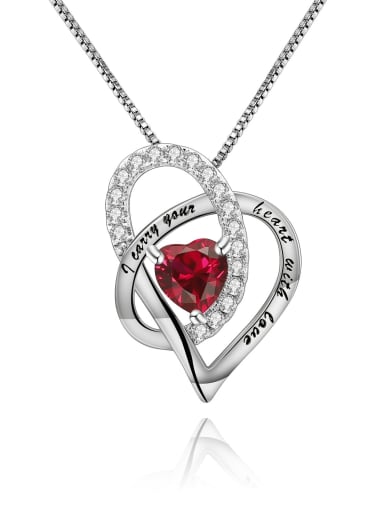 925 Sterling Silver Birthstone Minimalist  Heart Pendant Necklace