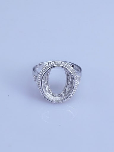 925 Sterling Silver 18K White Gold Plated Round Ring Setting Stone size: 12*14mm