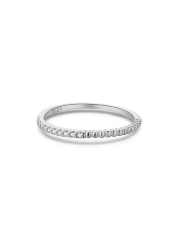 DY120517 S W WH 925 Sterling Silver Cubic Zirconia Geometric Dainty Band Ring
