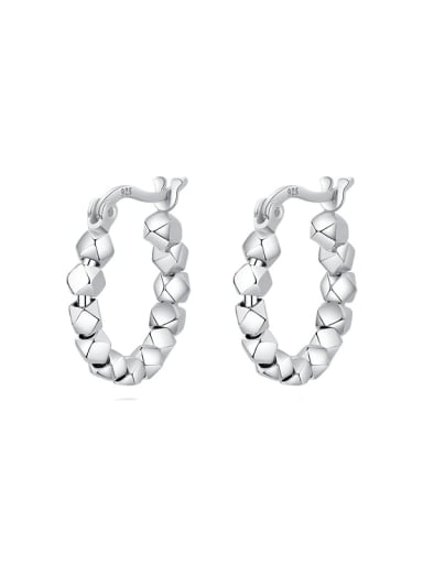 925 Sterling Silver Bead Geometric Minimalist Huggie Earring
