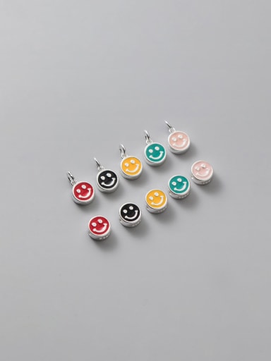 S925 Silver Color Epoxy Cross Smiley String Beads
