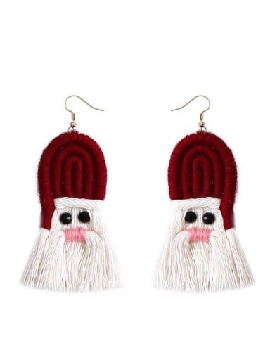 Cotton rope +tassel  Christmas Bossian style hand-woven earrings