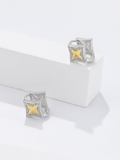 925 Sterling Silver Star Square Trend Huggie Earring