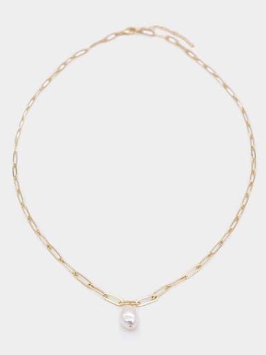 Titanium Steel Freshwater Pearl Geometric Minimalist Beaded Necklace