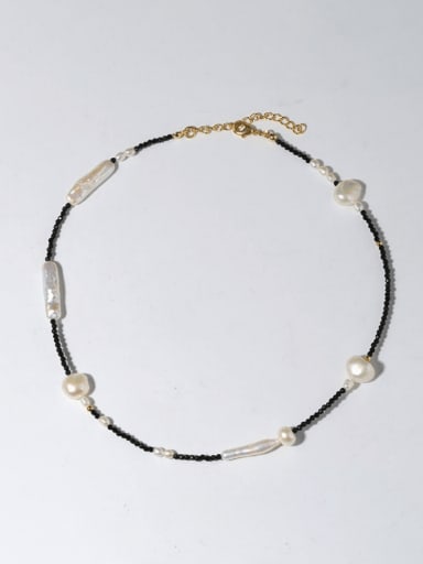 Titanium Steel Freshwater Pearl Irregular Bohemia Handmade Beaded Necklace