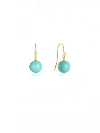 Gold 2 925 Sterling Silver Turquoise Geometric Dainty Drop Earring