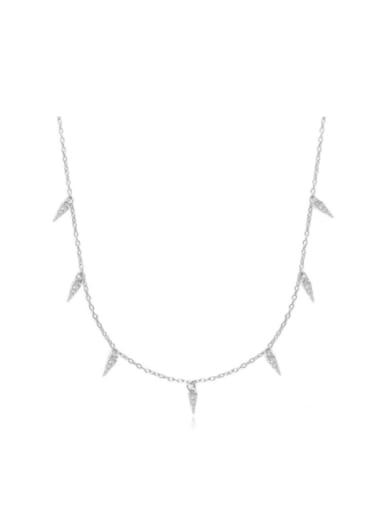 A2872 Platinum 925 Sterling Silver Cubic Zirconia Geometric Dainty Necklace